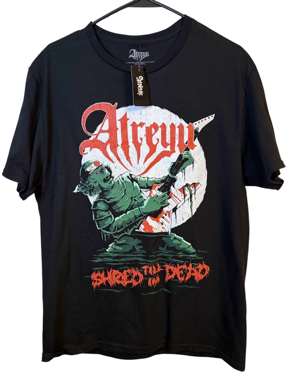 Atreyu Black Graphic Band Tee - Green & Red Print Men’s Large